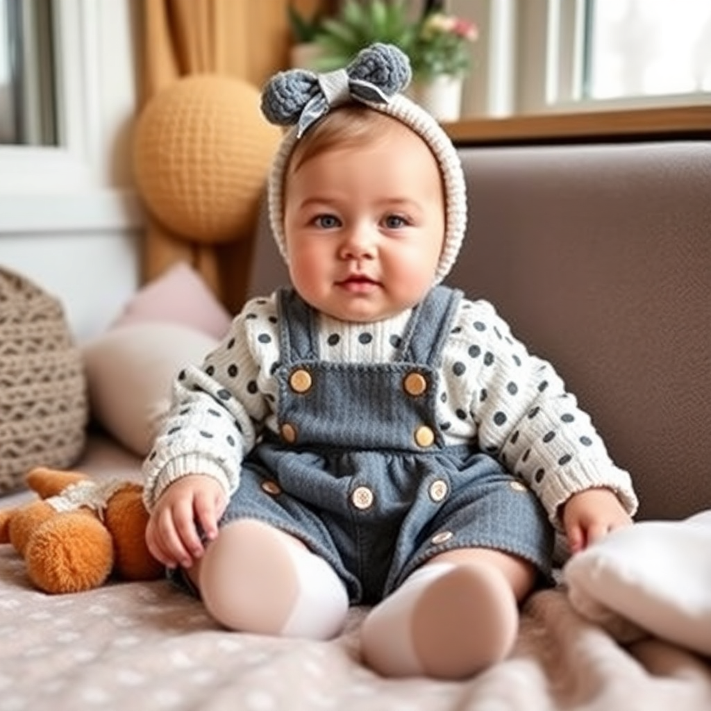 Bebeğinizin günlük rutini için oyun oynayan tatlı bir bebek