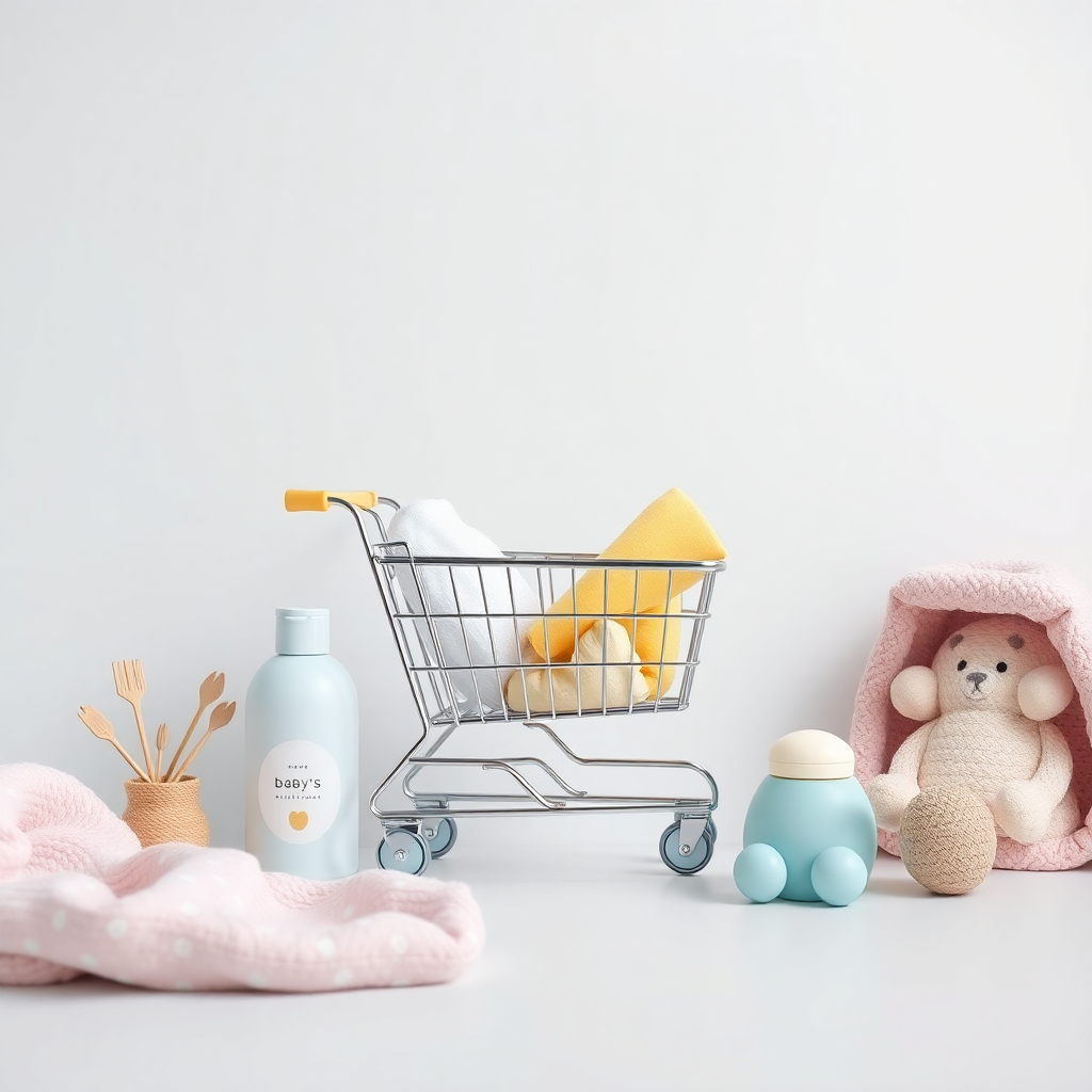 Bebek ürünleri ile online alışveriş temalı görsel