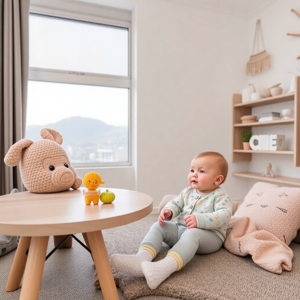 Bütçe dostu bebek ürünleri ile döşenmiş bir bebek odası.