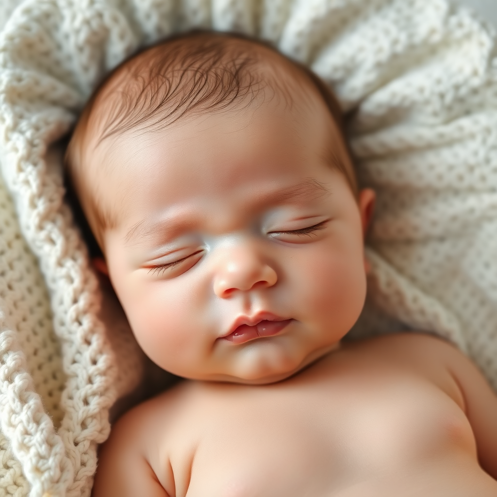 Bir battaniyede yatan huzurlu bir bebek