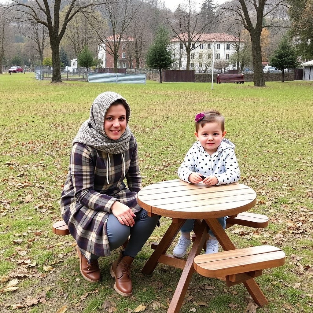 Bebek arabasında bebekle parkta yürüyen anne