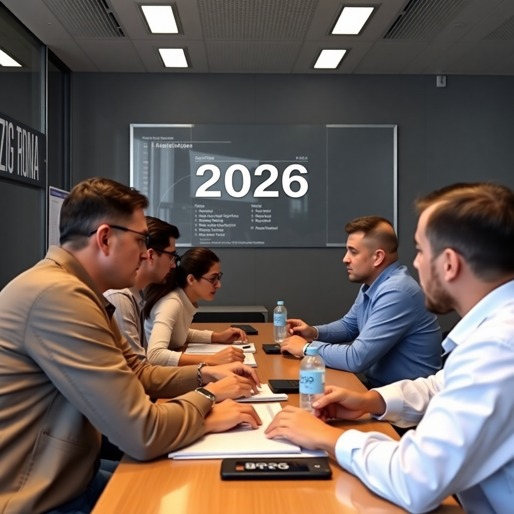Yapay zeka araçları ile modern bir ofiste çalışan profesyoneller.