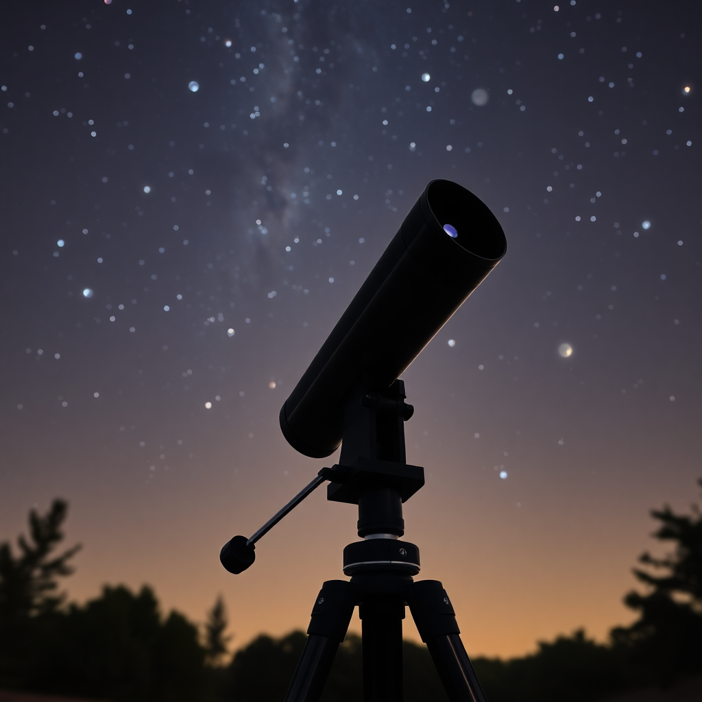 Evde astronomi gözlemi yapan bir kişi
