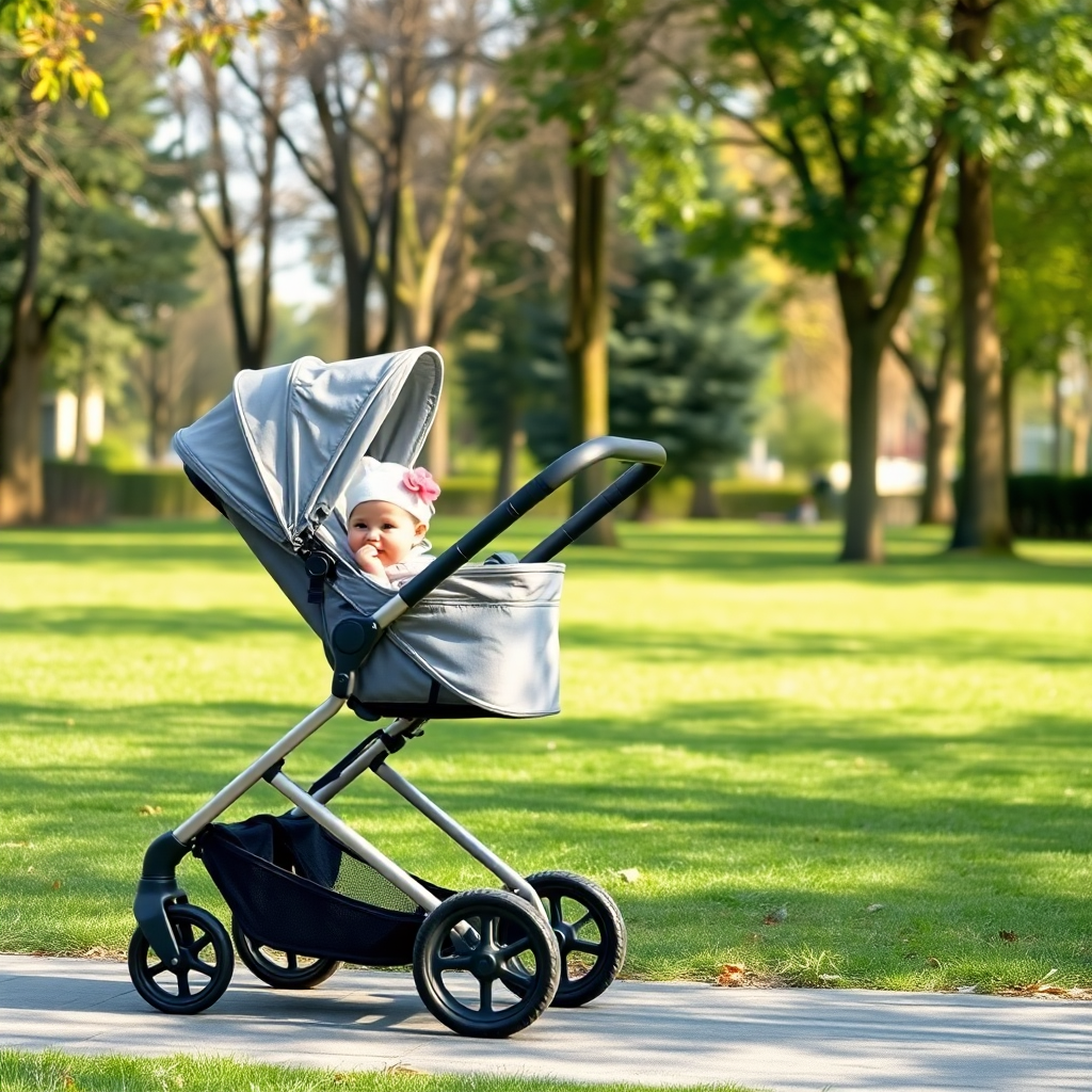 Bebek arabası bir parkta