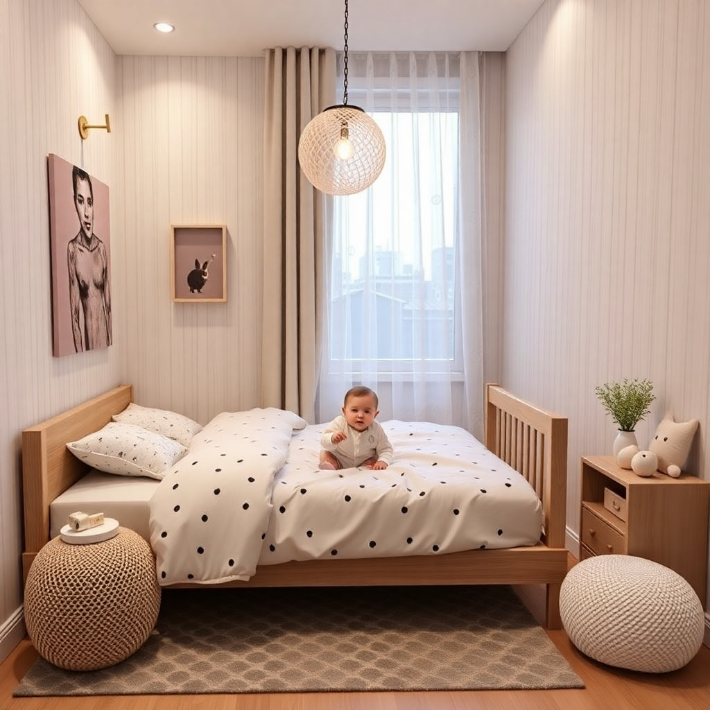 Bebek ürünlerinin gösterildiği şık bir bebek odası