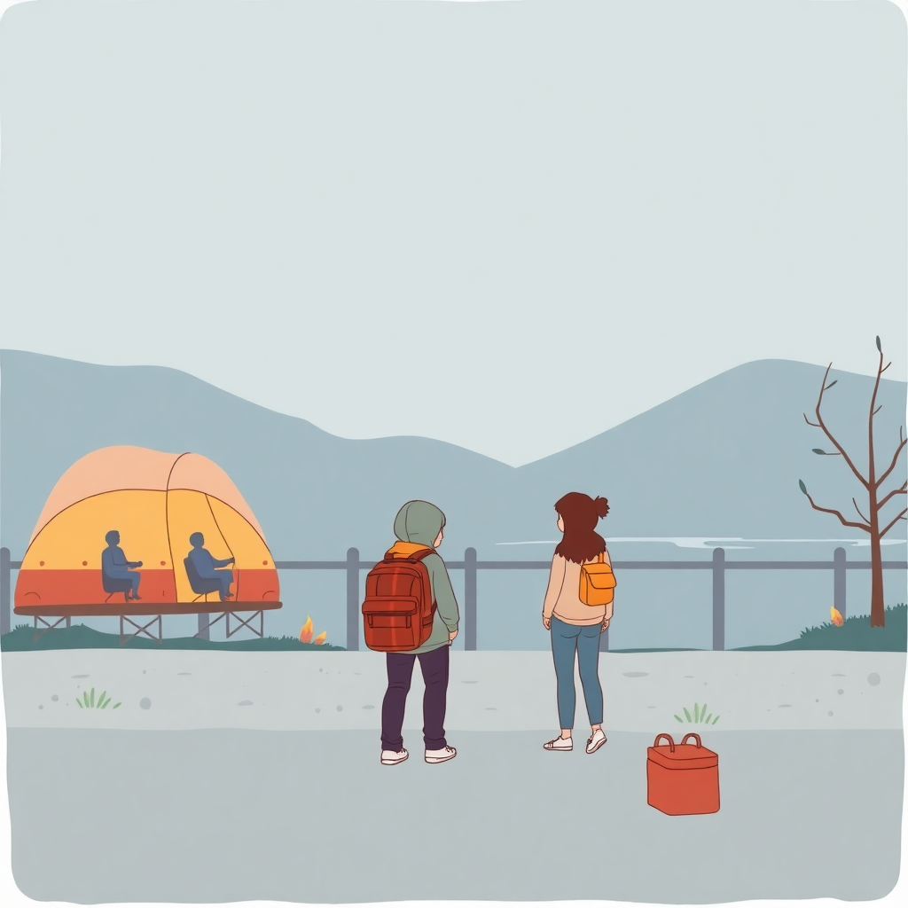 Güzel bir günde aile kamp yaparken