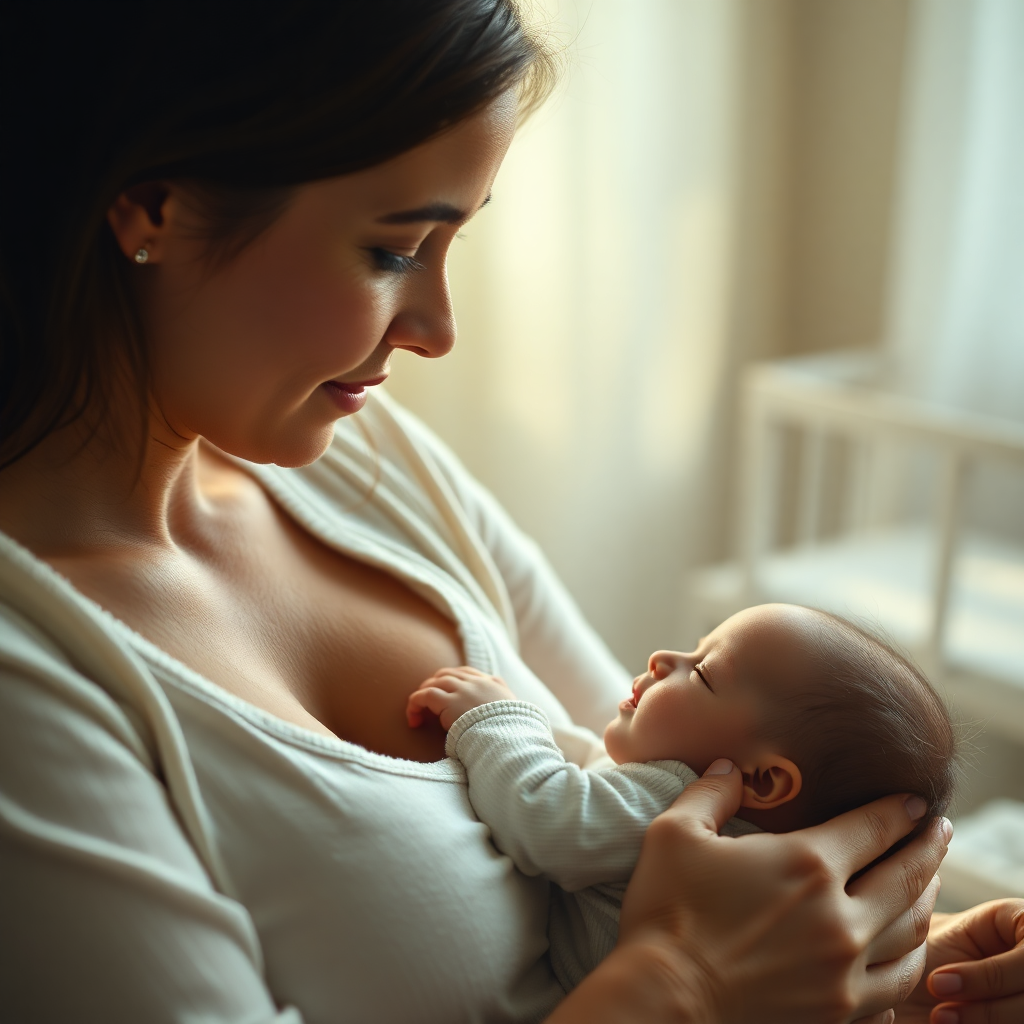 Anne ve bebek emzirme anında