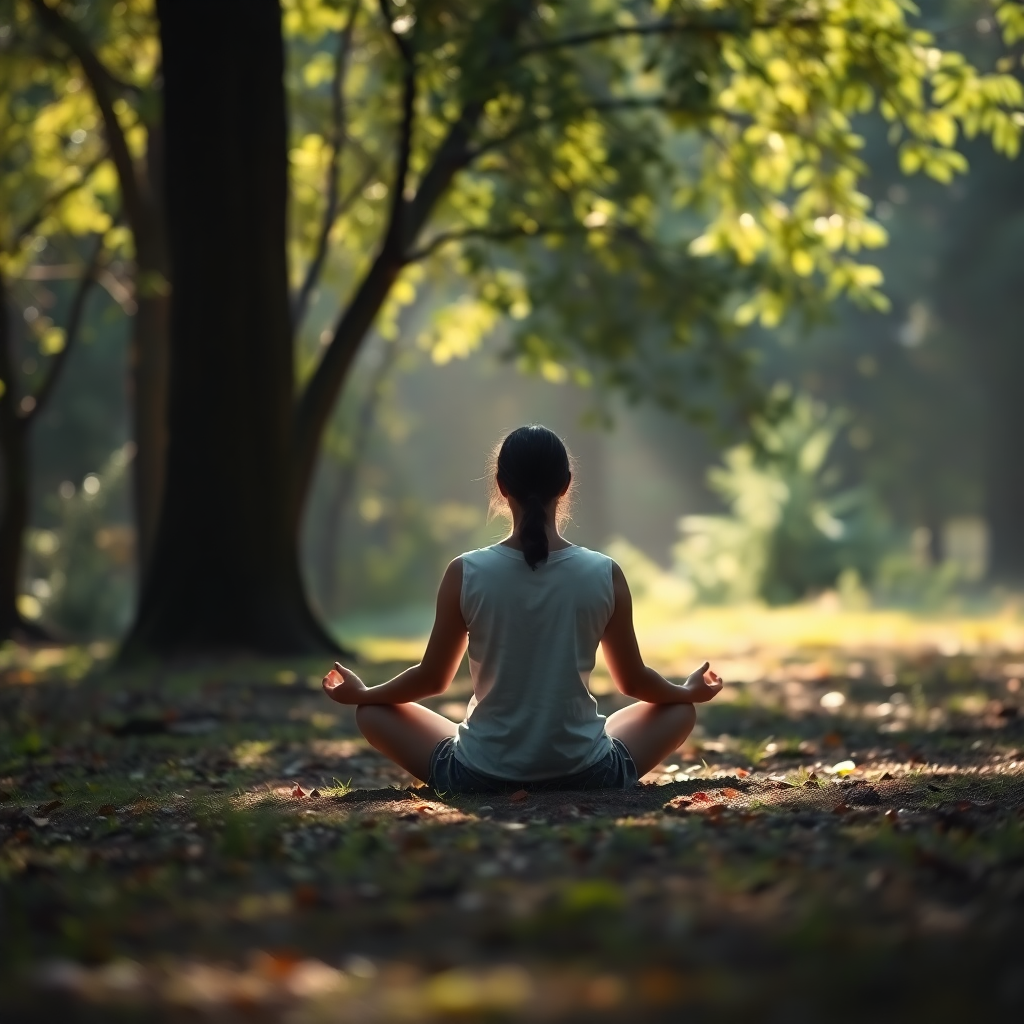 Doğada meditasyon yapan bir kişi