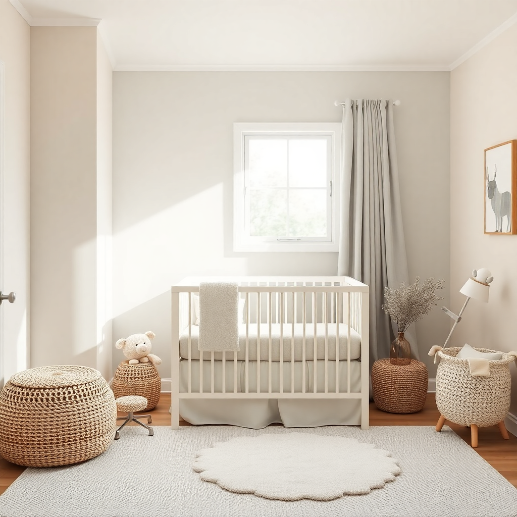 A peaceful and cozy nursery with a crib.