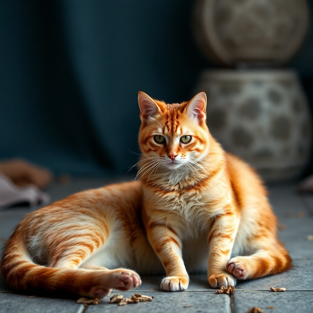 Evde mutlulukla bulunan bir kedi