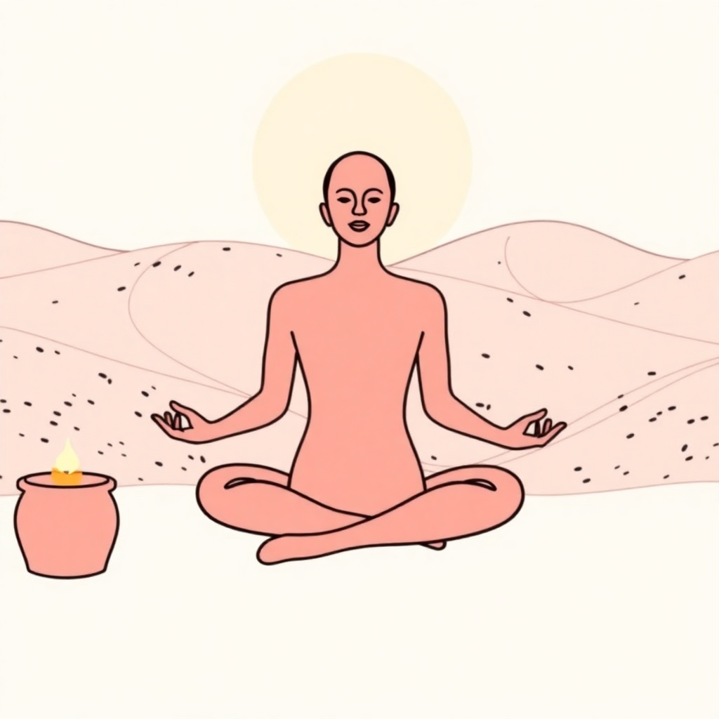 Meditasyon alanı, huzur verici atmosfer ile