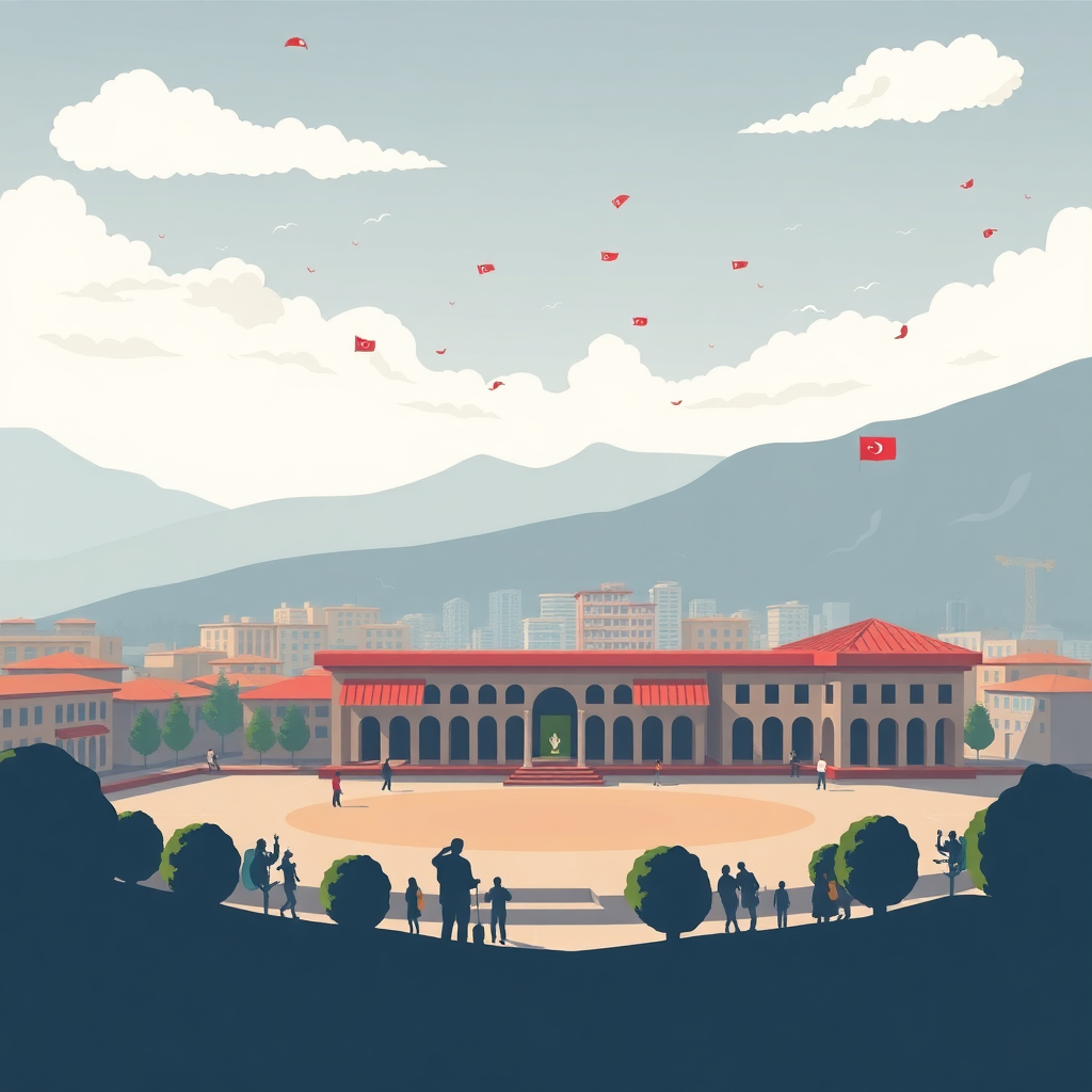 Geleceğin yapay zeka teknolojilerini temsil eden bir şehir manzarası
