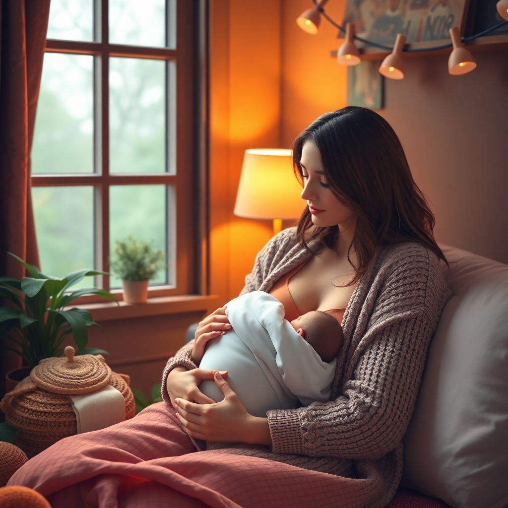 Bebeklerin emzirme pozisyonu seçiminde rahat bir anne ve bebek