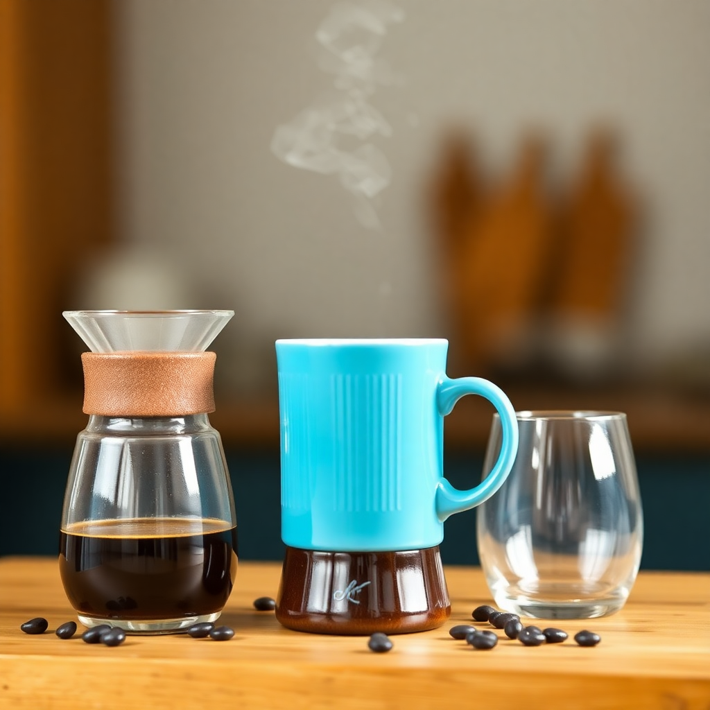 Aeropress ile kahve demleme yaparken bir fincan kahve