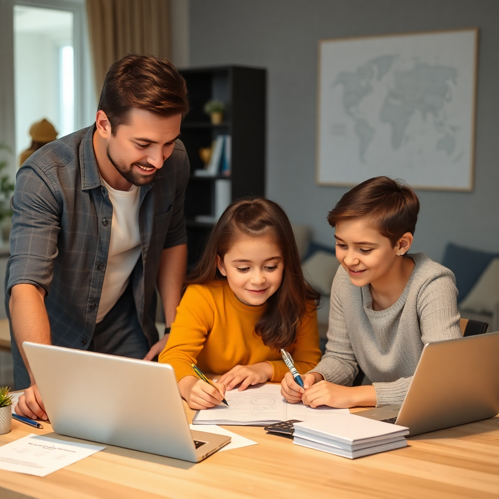 Aile bireyleri zaman yönetimi etkinlikleri yaparken