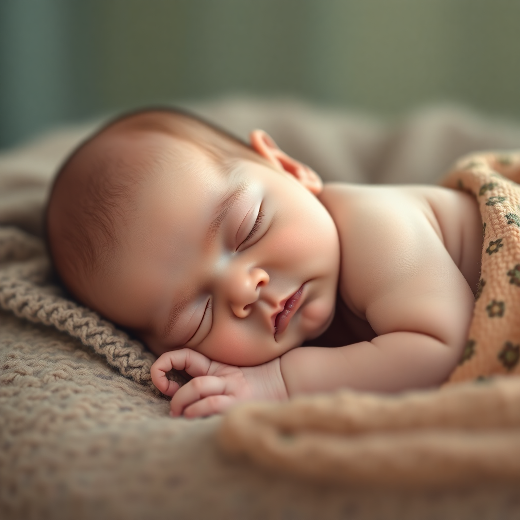 Yeni doğan bebeğin huzurlu bir şekilde uyuduğu görüntü