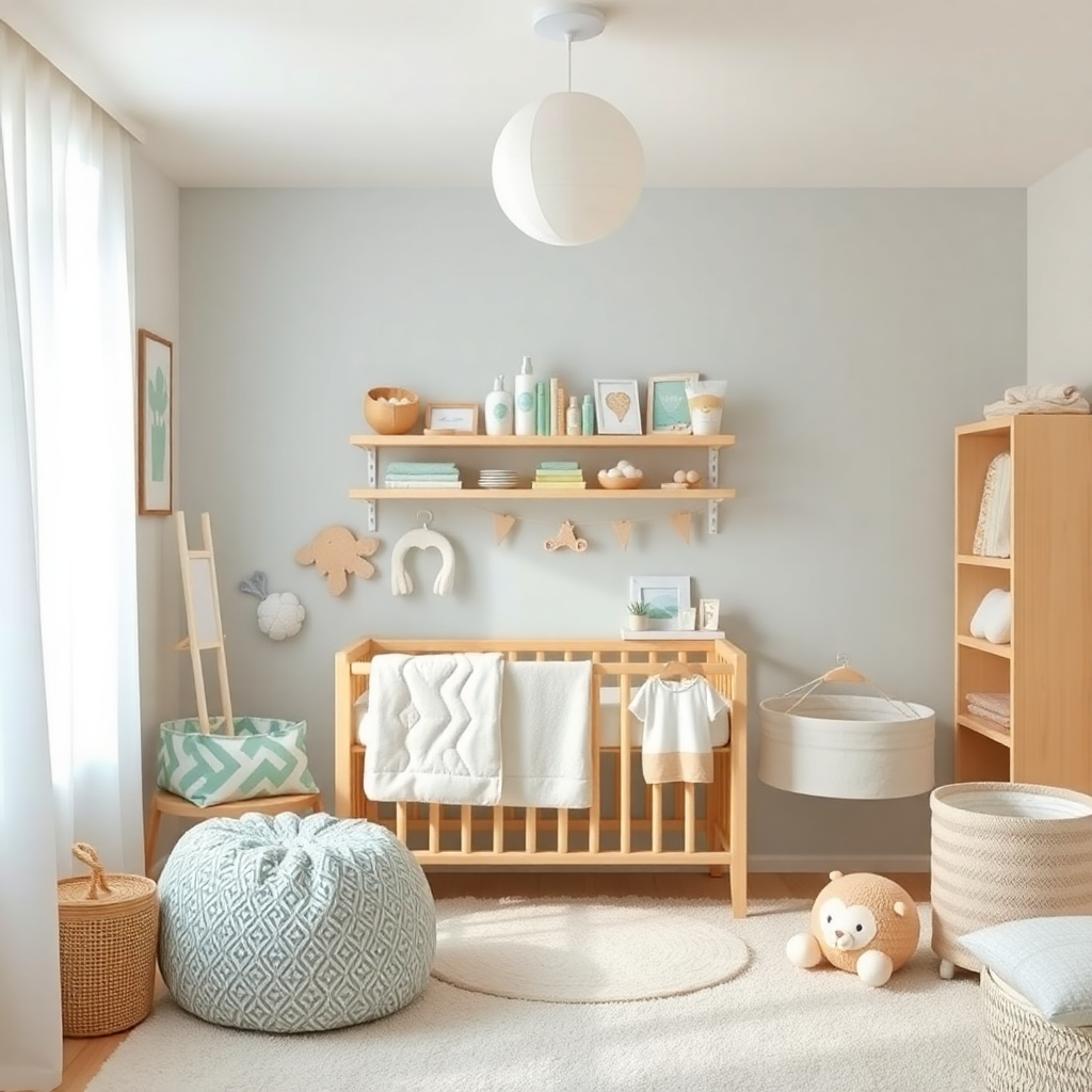 Bebek ürünleri ile düzenlenmiş sıcak bir bebek odası