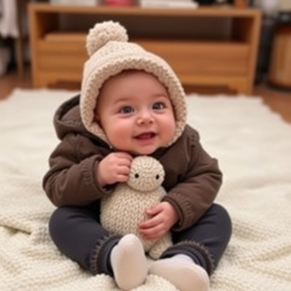 Anne ve bebeğin mutlu bir anı.