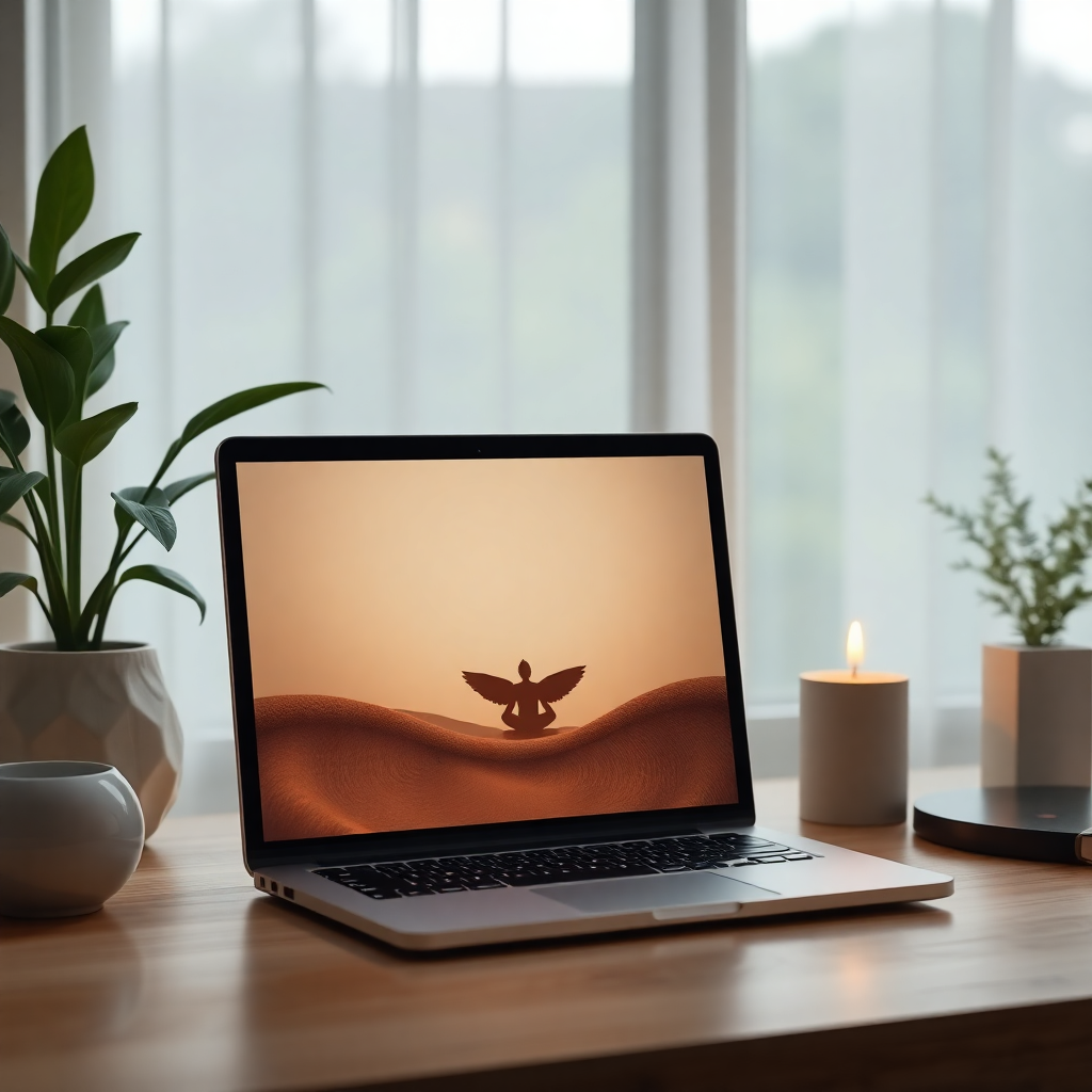 Meditasyon uygulaması olan bilgisayar