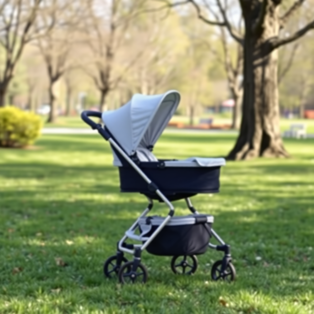 Bebek arabası bir park içinde, doğal bir ortamda
