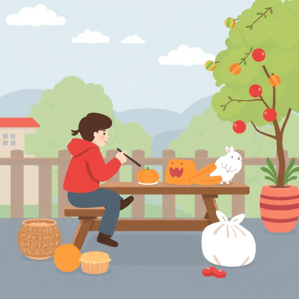 Renkli ve canlı bir online gıda alışveriş sahnesi.