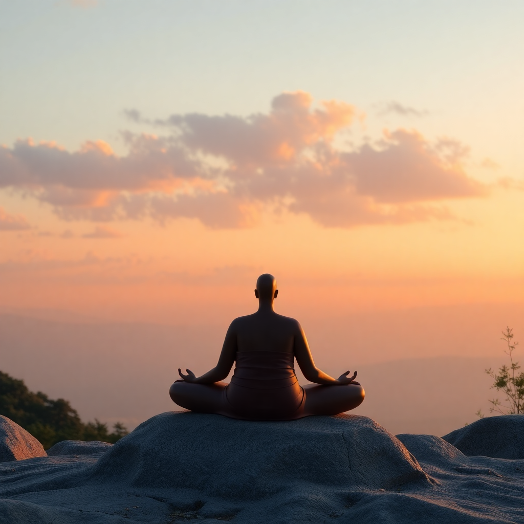 Meditasyon alanı, huzur verici atmosfer ile