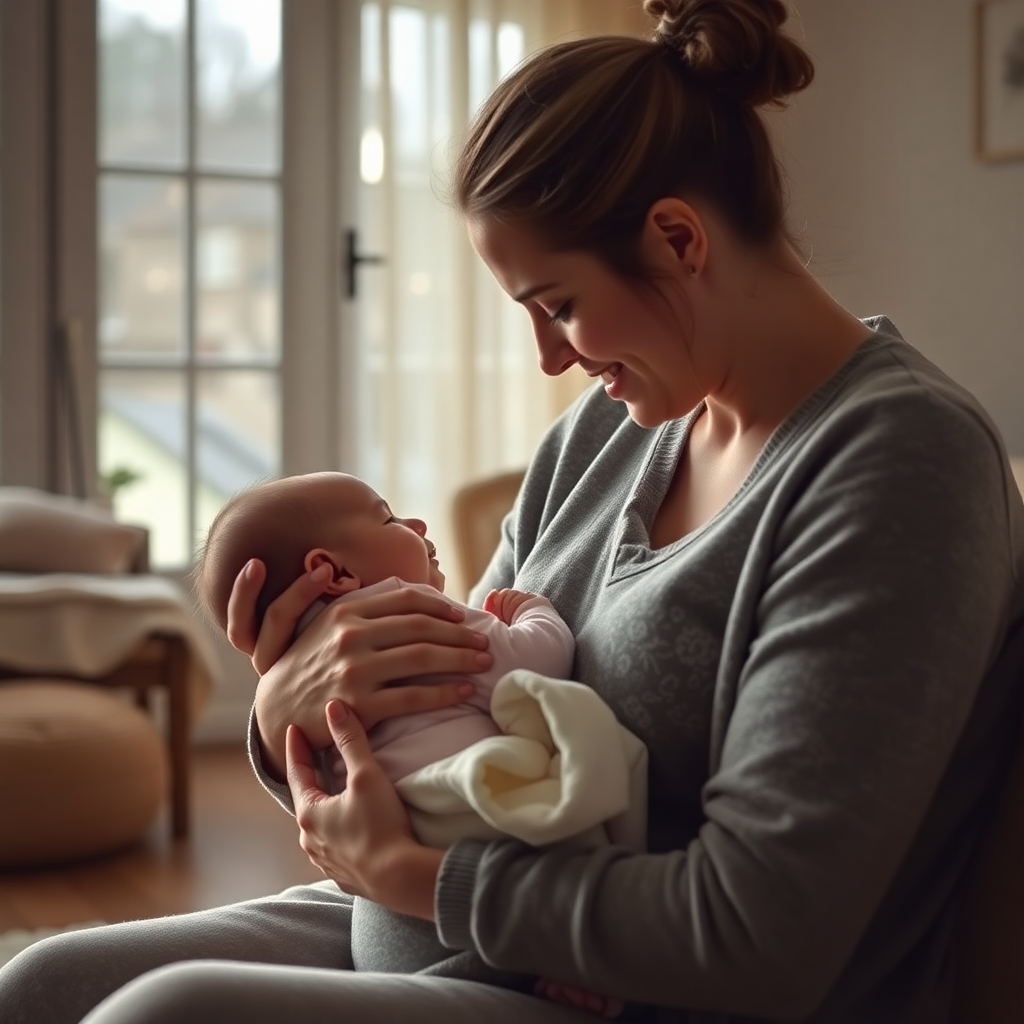 Bebek bakımını gösteren sıcak bir aile sahnesi